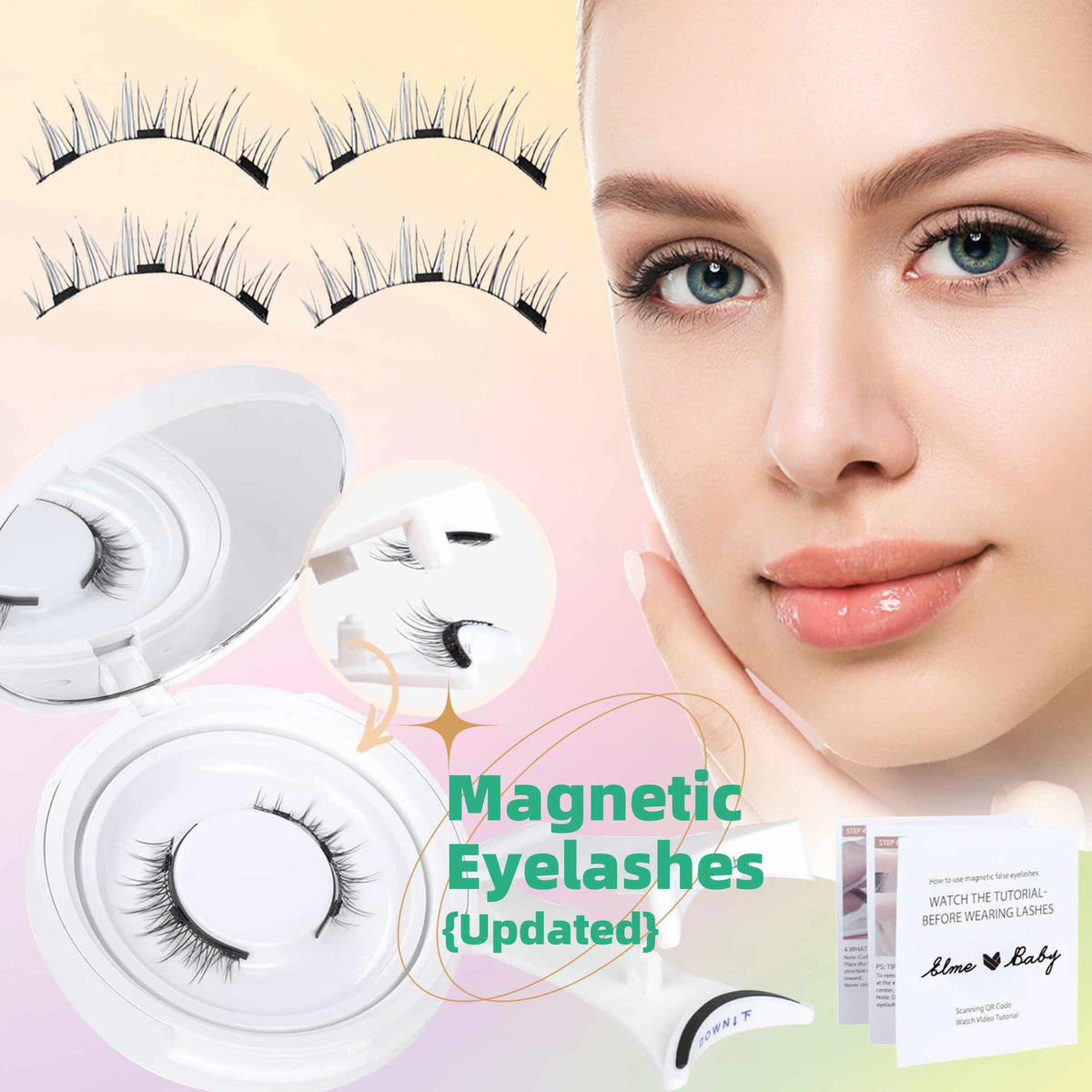 Faux cils magnétiques, sans colle, réutilisables
